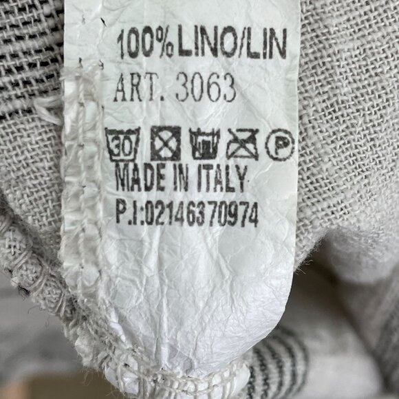 Saga Womens OS Made In Italy 100% Linen Striped Long Shirt Tunic Top Button Back - Picture 5 of 12